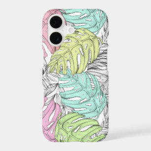 Tropical pastel monstera leaf watercolor pattern 