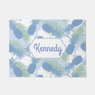 Tropical Pastel Pineapple Pattern   Add Your Name Doormat