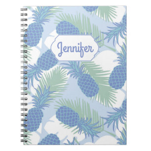 Tropical Pastel Pineapple Pattern   Add Your Name Notebook