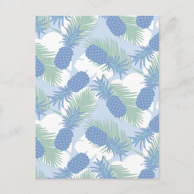 Tropical Pastel Pineapple Pattern Postcard (Front)