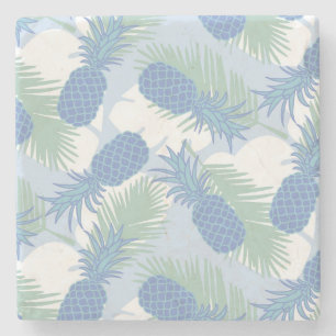 Tropical Pastel Pineapple Pattern Stone Coaster