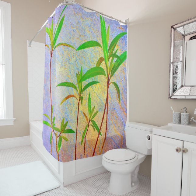 Tropical Pastel Shower Curtain (In Situ)