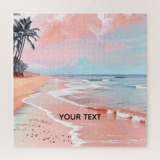 Tropical Pastel Sunset Beach Family Jigsaw Puzzle