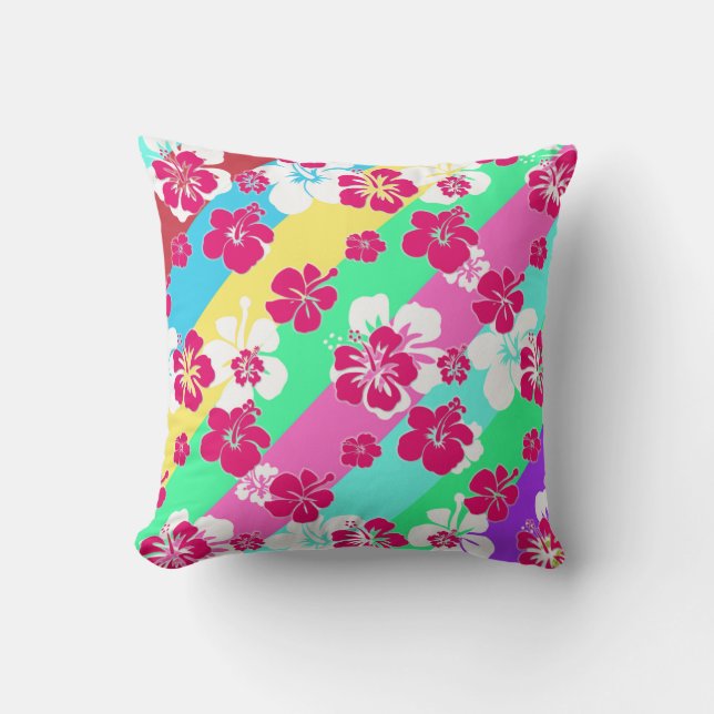 Tropical Pastels with Hibiscus Cushion (Front)