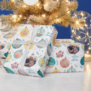 Tropical Pattern Beach Christmas Photo Wrapping Paper