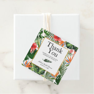 Tropical Pattern Bridal Shower Thank You Favour Tags
