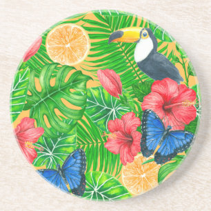 Tropical pattern coaster