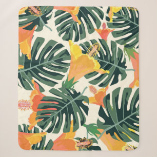 Tropical pattern. Colorful textile texture. exotic Sherpa Blanket