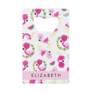 Tropical Pattern, Flamingos, Flowers, Your Name