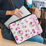 Tropical Pattern, Flamingos, Flowers, Your Name Laptop Sleeve<br><div class="desc">Cute,  fun and adorable pattern with flamingos,  watermelons and flowers. Modern and trendy gift,  perfect for the flamingo lover in your life. Personalise by adding your name,  nickname,  monogram or initials.</div>