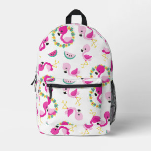 Tropical Pattern, Flamingos, Watermelons, Flowers Printed Backpack