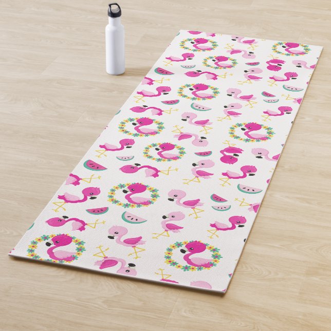 Tropical Pattern, Flamingos, Watermelons, Flowers Yoga Mat (In Situ)