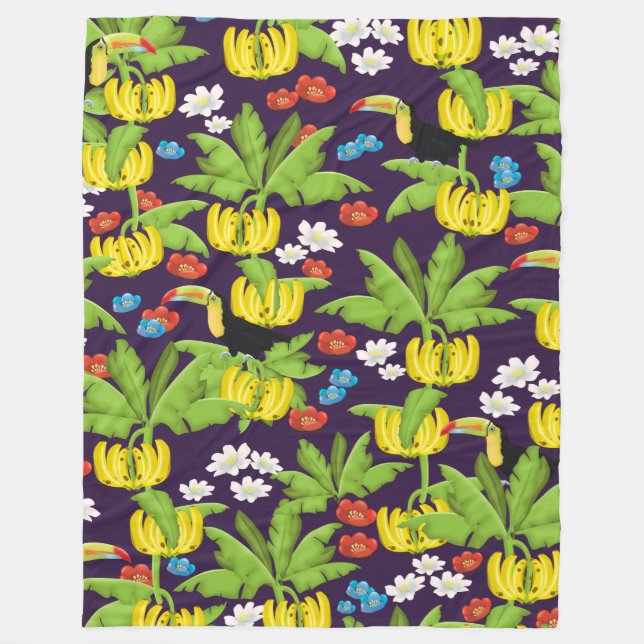 Tropical pattern fleece blanket (Front)