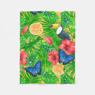 Tropical pattern fleece blanket