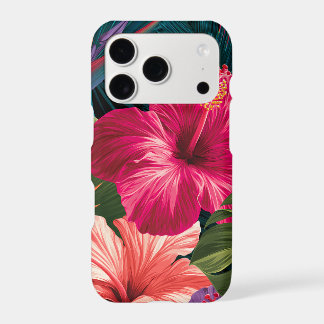 Tropical Pattern Hibiscus Palm Leaves Vivid