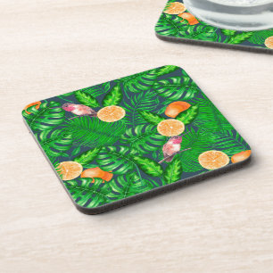 Tropical pattern, hummingbirds coaster