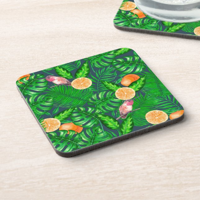 Tropical pattern, hummingbirds coaster (Left Side)