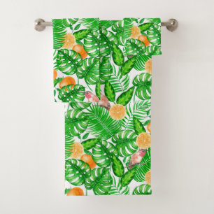 Tropical pattern, hummingbirds II Bath Towel Set