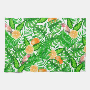 Tropical pattern, hummingbirds II Tea Towel