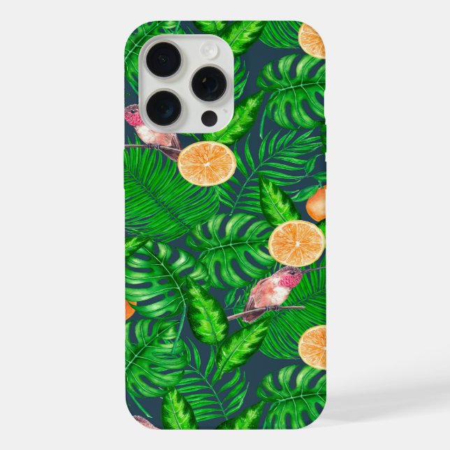 Tropical pattern, hummingbirds iPhone case (Back)