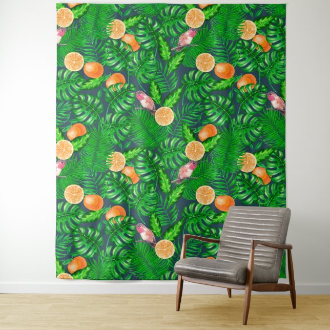Tropical pattern, hummingbirds tapestry (In Situ)