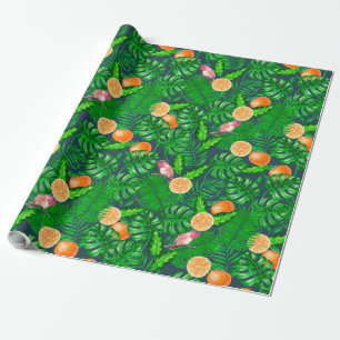 Tropical pattern, hummingbirds wrapping paper