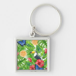 Tropical pattern key ring