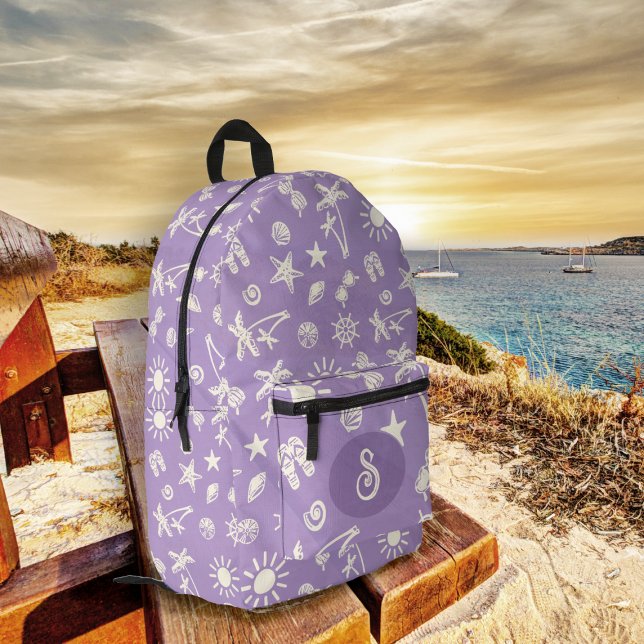 Tropical Pattern Lavender Monogram Backpack (Creator Uploaded)
