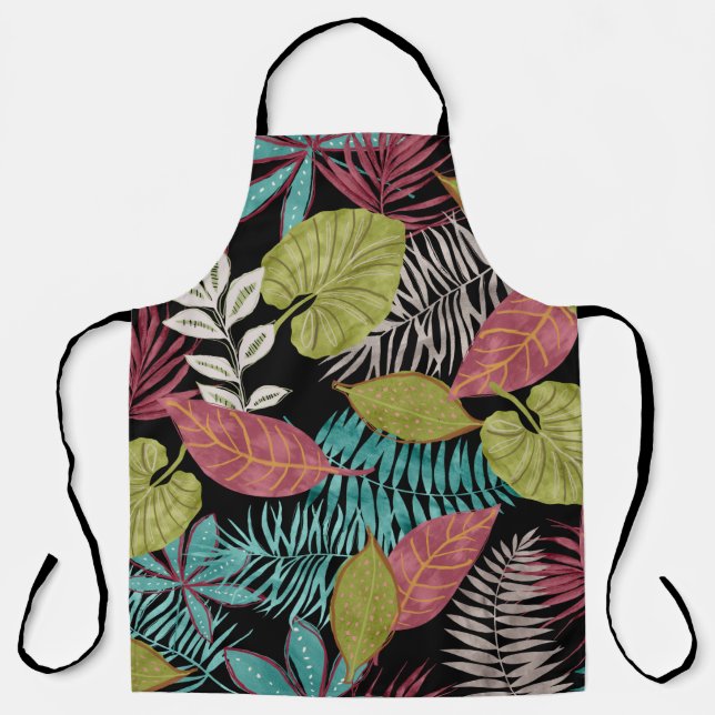 Tropical pattern made with dark background and lea apron (Front)