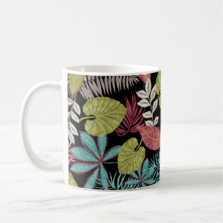 Tropical pattern made with dark background and lea coffee mug