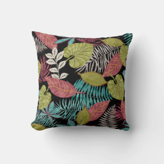 Tropical pattern made with dark background and lea cushion