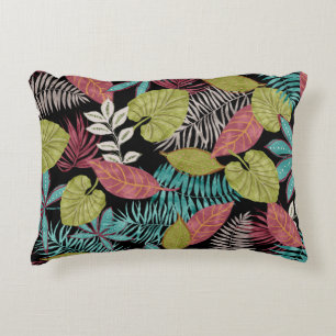 Tropical pattern made with dark background and lea decorative cushion