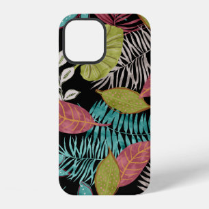 Tropical pattern made with dark background and lea iPhone 12 case