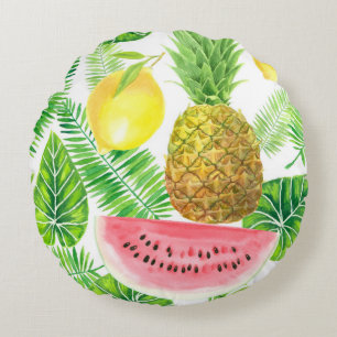 Tropical pattern round cushion