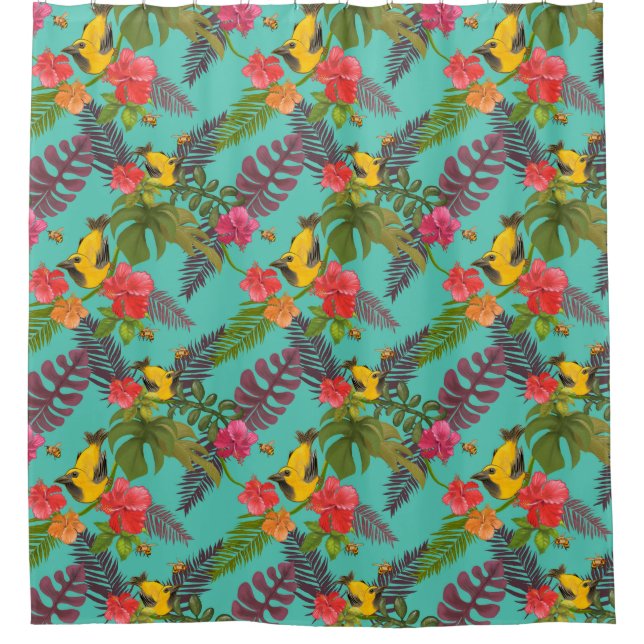 Tropical Pattern Shower Curtain (Front)