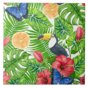 Tropical pattern tile