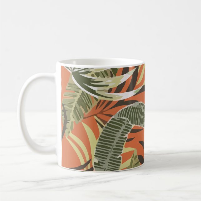 Tropical Pattern With Bright Leaves Jungle Coffee Mug (Left)