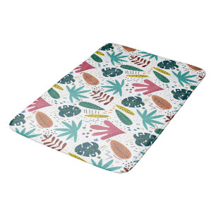tropical pattern with colourful leaves bath mat