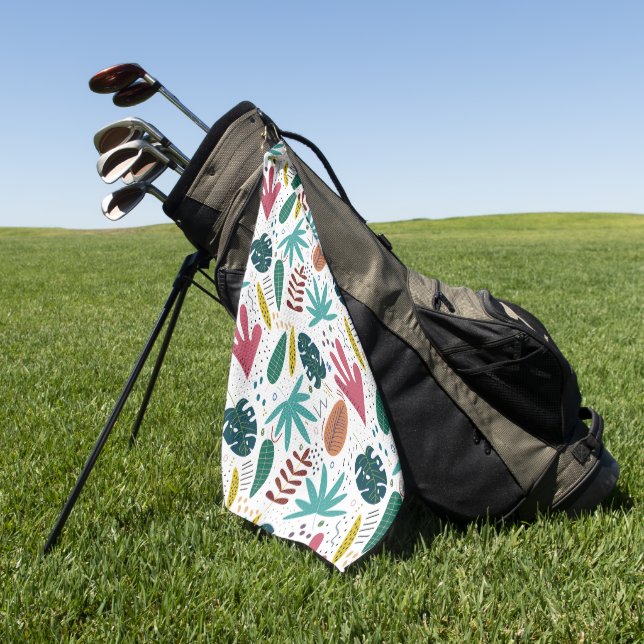tropical pattern with colourful leaves golf towel (Green)