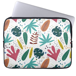 tropical pattern with colourful leaves laptop sleeve