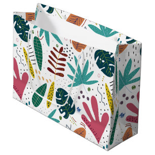 tropical pattern with colourful leaves large gift bag