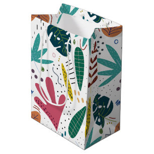 tropical pattern with colourful leaves medium gift bag