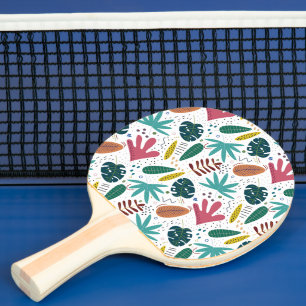 tropical pattern with colourful leaves ping pong paddle