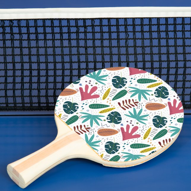 tropical pattern with colourful leaves ping pong paddle (Insitu)