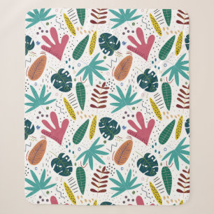 tropical pattern with colourful leaves sherpa blanket