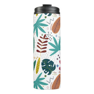 tropical pattern with colourful leaves thermal tumbler