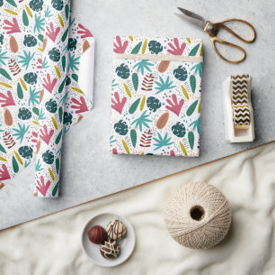 tropical pattern with colourful leaves wrapping paper