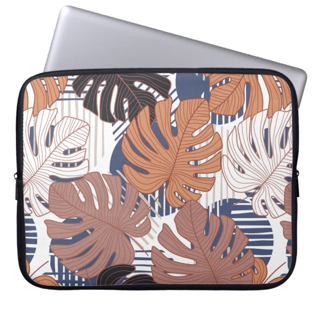 Tropical pattern with exotic monstera leaves seaml laptop sleeve (Front)