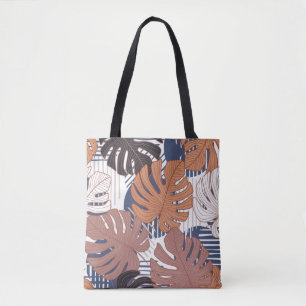 Tropical pattern with exotic monstera leaves seaml tote bag