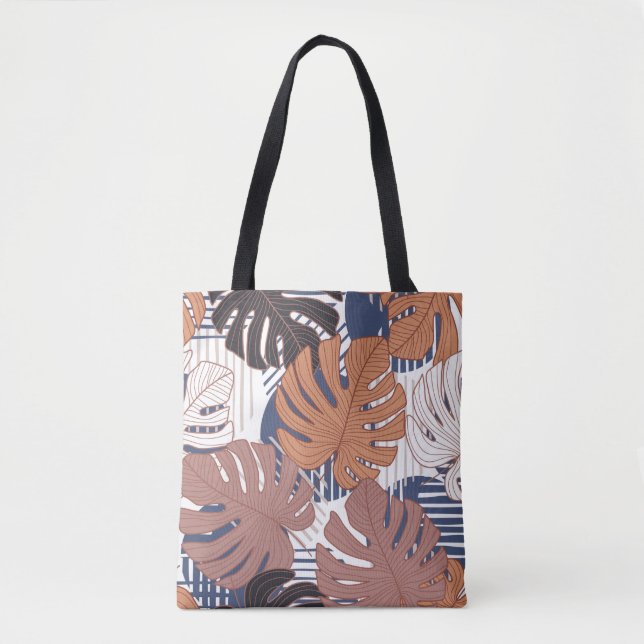 Tropical pattern with exotic monstera leaves seaml tote bag (Front)